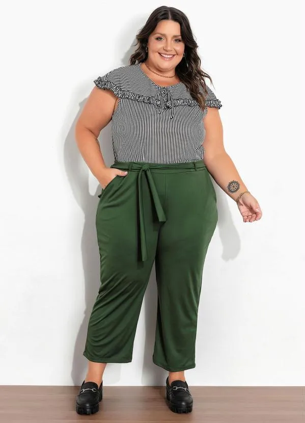 Marguerite - Blusa Listras Preta com Babadinho Plus Size 4