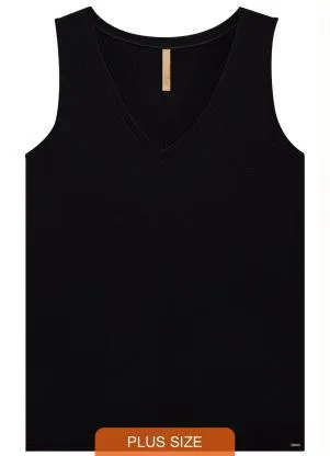 Lunender Mais Mulher - Blusa Malha Canelado Tracy Preto - LUNENDER MAIS MULHER