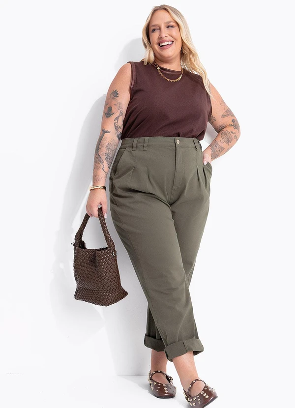 Marguerite - Blusa Marrom em Algodão com Friso Acetinado 6