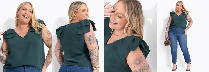 Blusa Marrom em Crepe Plano com La�o