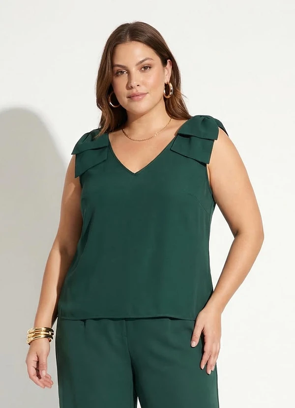 Marguerite - Blusa Marrom em Crepe Plano com Laço
