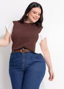 Blusa (marrom/off white) em algod�o