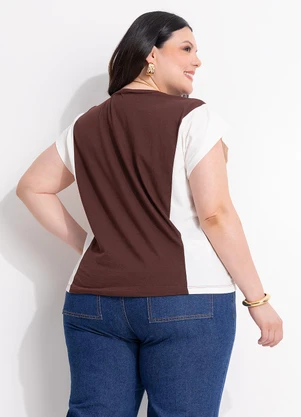 Marguerite - Blusa Marrom/Off White em Algodão - MARGUERITE