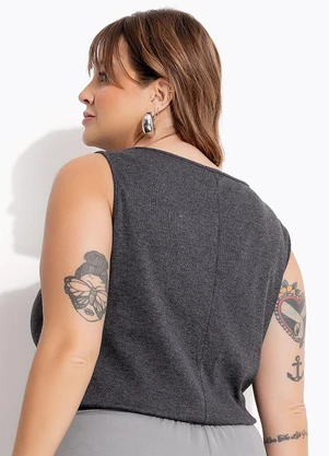 Marguerite - Blusa Mescla Escuro em Canelado - MARGUERITE