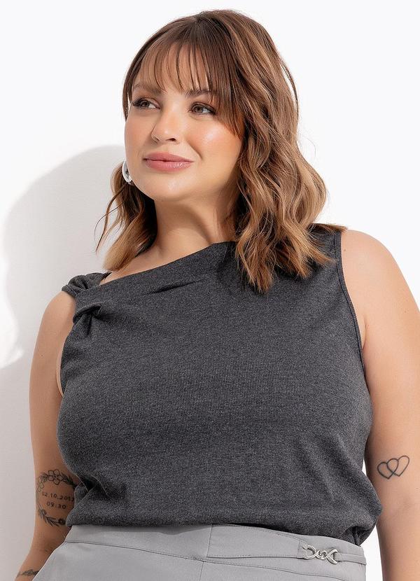 Blusa (Mescla Escuro) em Canelado