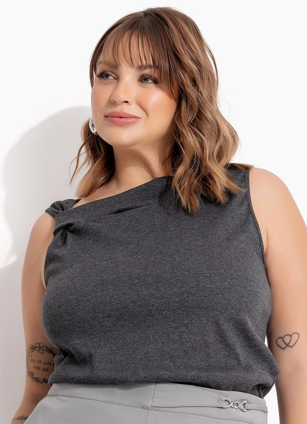 Marguerite - Blusa Mescla Escuro em Canelado