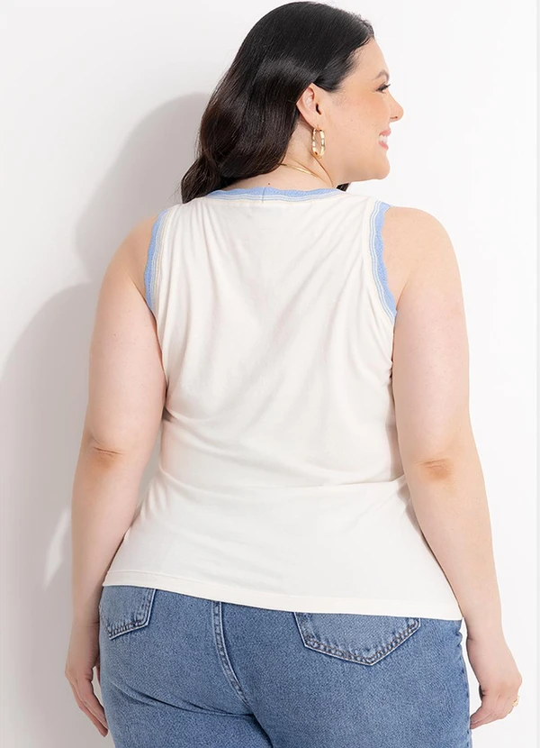 Marguerite - Blusa Off White de Algodão com Retilínea 2