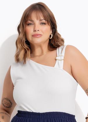 Blusa (Off White) em Malha Crepe