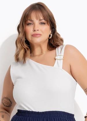 Marguerite - Blusa Off White em Malha Crepe - MARGUERITE