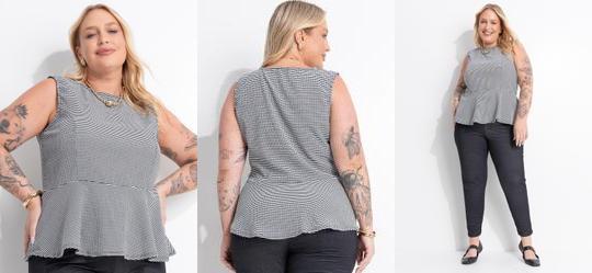 Blusa Pied de Poule em Malha Texturizada