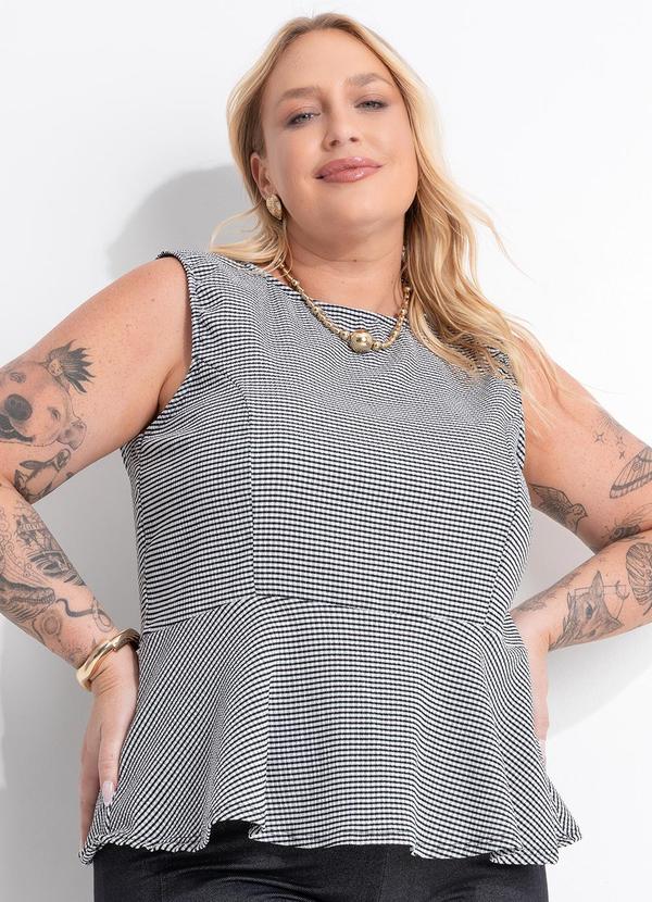 Blusa (Pied de Poule) em Malha Texturizada