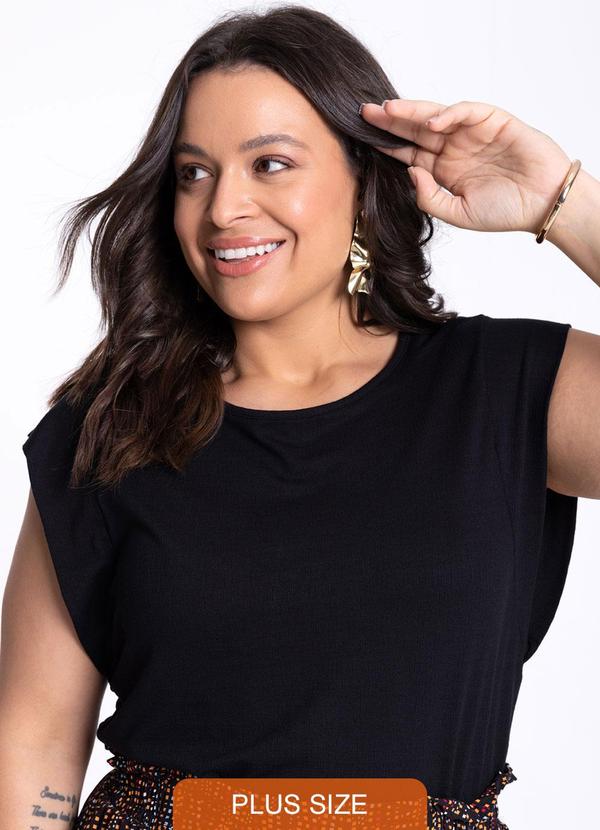 Lunender Mais Mulher - Blusa Plus Size em Malha Muscle Tee Preto