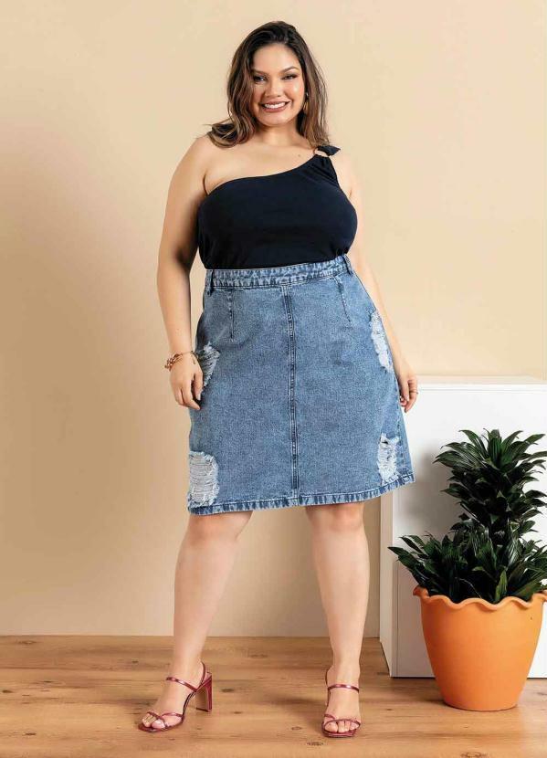 Outlet - Blusa Plus Size Marinho com Argola 4