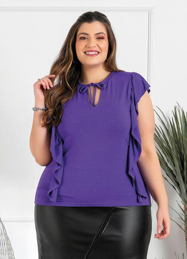 Outlet - Blusa Plus Size Roxa com Babado 5