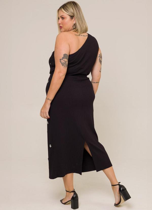 Cess - Blusa Plus Size um Ombro e Bordado Preto 2