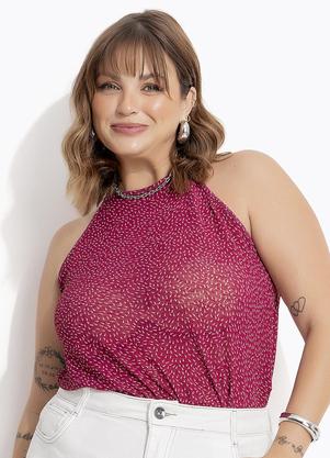 Blusa (Po Abstrato) em Tule Plissado