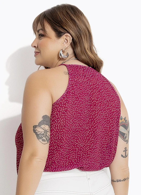 Marguerite - Blusa Poá Abstrato em Tule Plissado 2