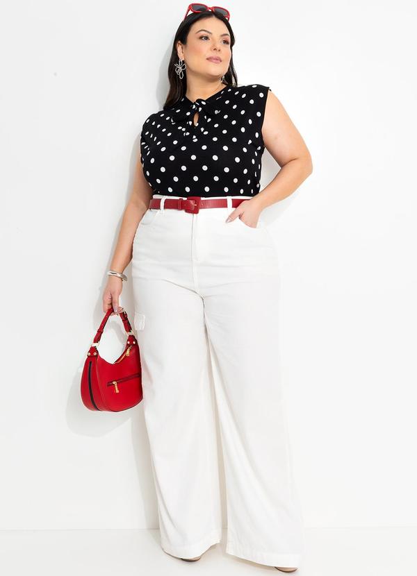 Marguerite - Blusa Poá Preto em Malha de Viscose 3