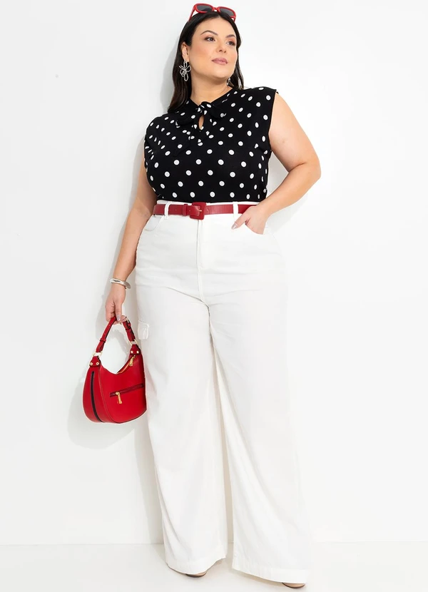 Marguerite - Blusa Poá Preto em Malha de Viscose 3