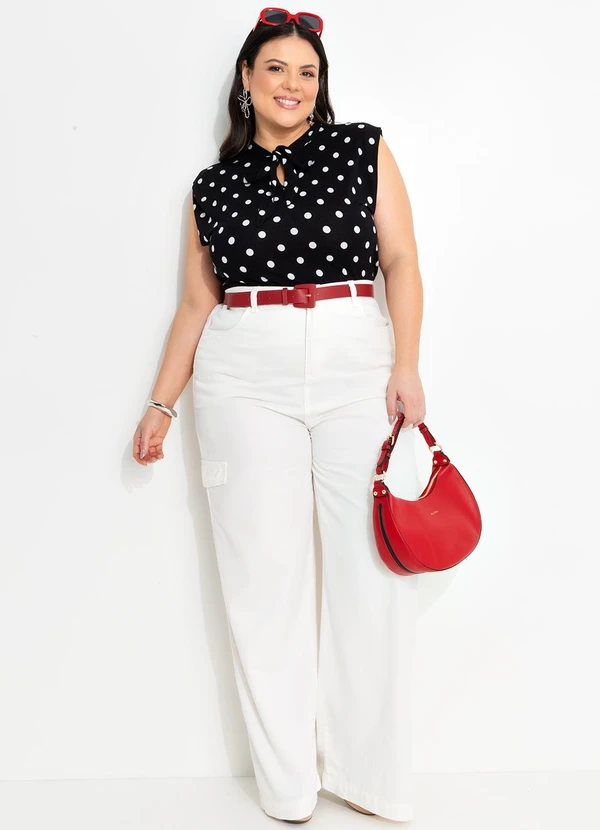 Marguerite - Blusa Poá Preto em Malha de Viscose 5