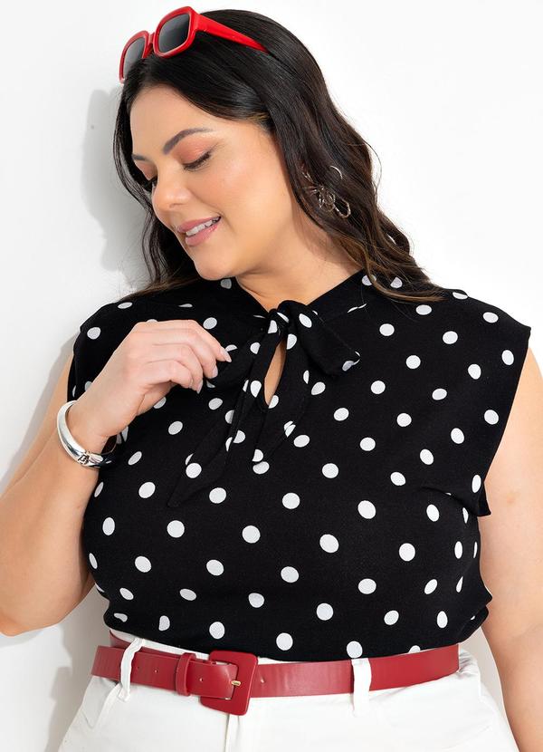 Marguerite - Blusa Poá Preto em Malha de Viscose 6