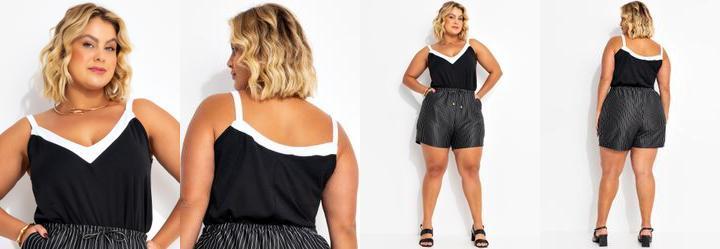 Blusa Preta com Contrastes