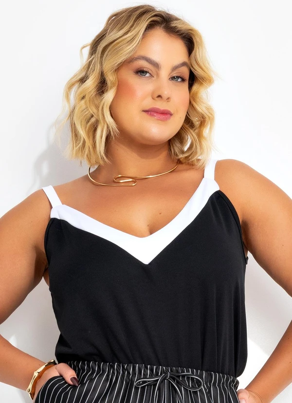 Marguerite - Blusa Preta com Contrastes