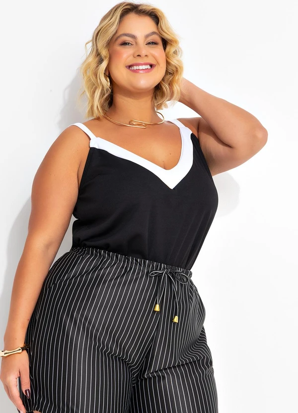 Marguerite - Blusa Preta com Contrastes