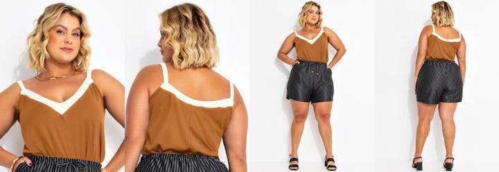 Blusa Caramelo com Contrastes