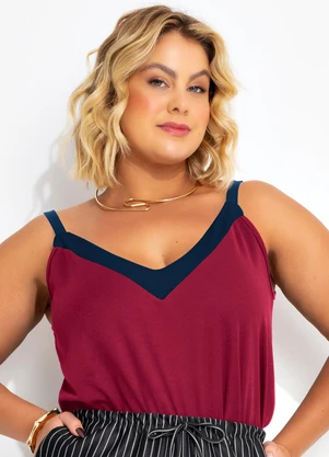 Marguerite - Blusa Bordô com Contrastes - MARGUERITE