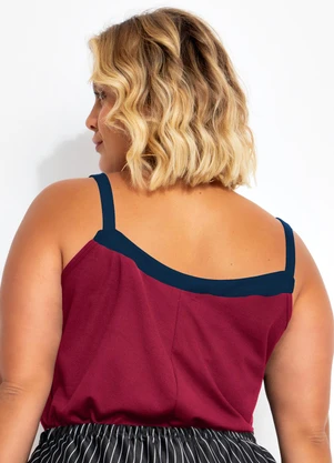 Marguerite - Blusa Bordô com Contrastes - MARGUERITE