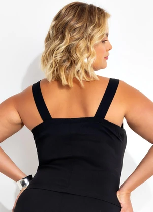 Marguerite - Blusa Preta em Bengaline - MARGUERITE