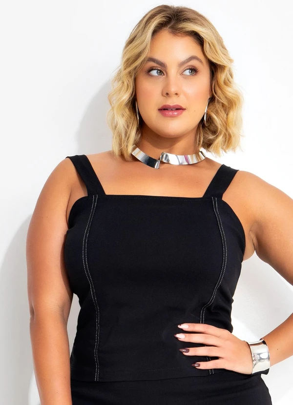 Marguerite - Blusa Preta em Bengaline