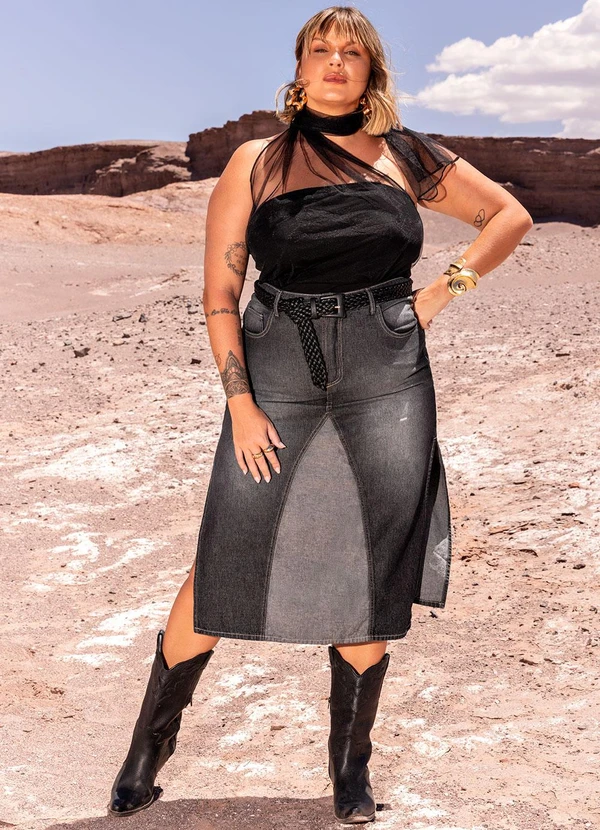 Marguerite - Blusa Preta em Cotton e Tule 9