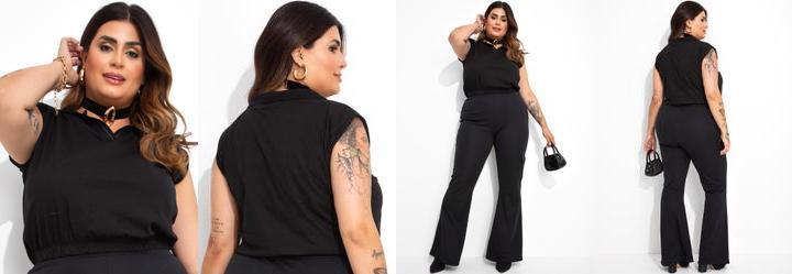 Blusa Preta em Malha de Algodo