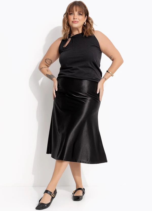 Marguerite - Blusa Preta Gola Japonesa em Cotton 3