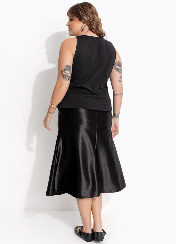 Marguerite - Blusa Preta Gola Japonesa em Cotton 5