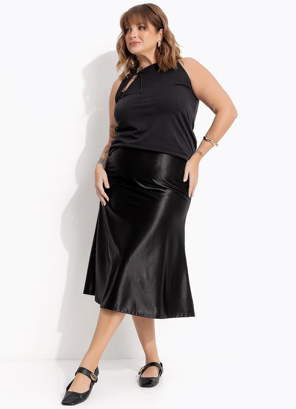 Marguerite - Blusa Preta Gola Japonesa em Cotton 6