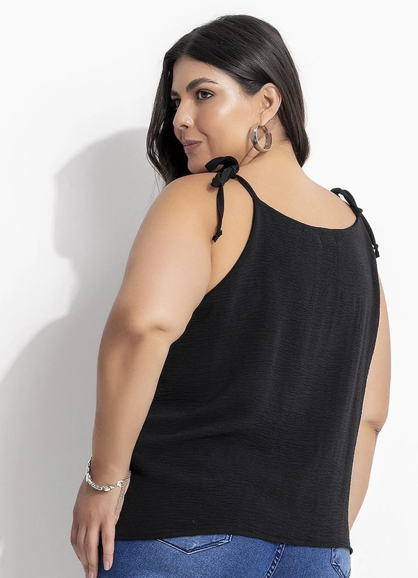 Marguerite - Blusa Preto em Crepe Plano 6