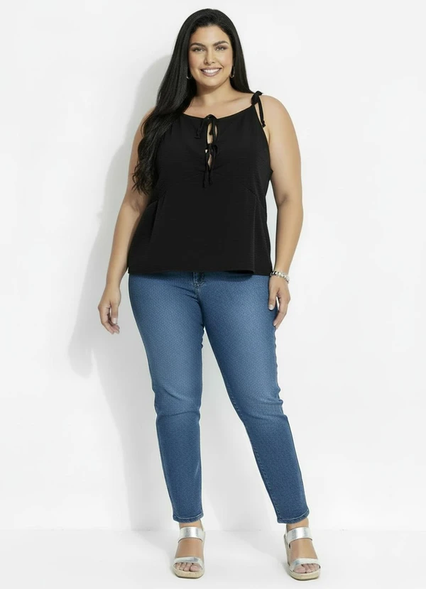 Marguerite - Blusa Preto em Crepe Plano 5