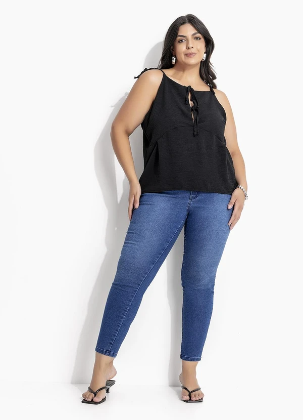 Marguerite - Blusa Preto em Crepe Plano 2