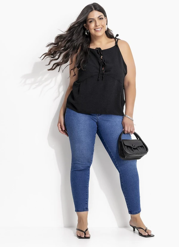 Marguerite - Blusa Preto em Crepe Plano