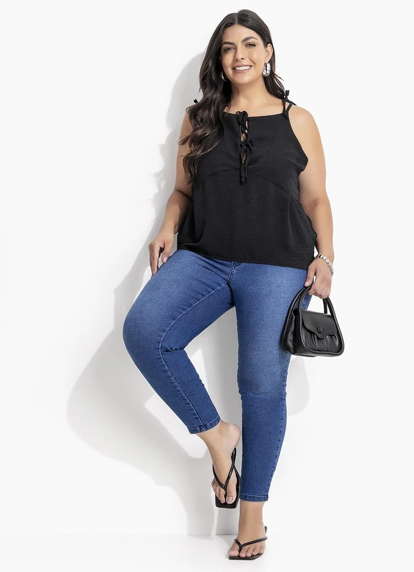 Marguerite - Blusa Preto em Crepe Plano 8