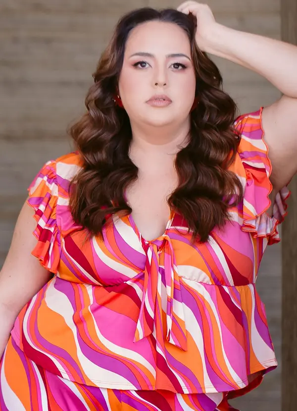 Marguerite - Blusa Psicodélica Rosa em Poliflex