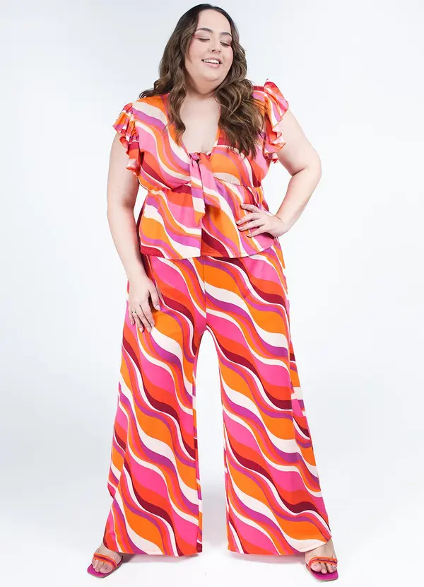 Marguerite - Blusa Psicodélica Rosa em Poliflex