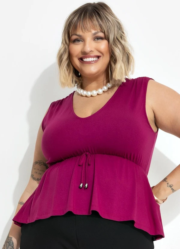 Marguerite - Blusa Púrpura em Malha de Viscose