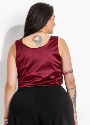 Marguerite - Blusa Regata Bordô em Malha Acetinada com Elastano - MARGUERITE
