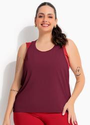 Blusa Regata Nadador Vemelho Bord� em Malha Dry Fit