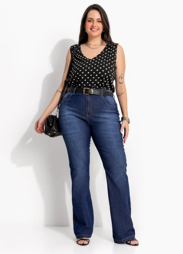 Marguerite - Blusa Regata Poá em Malha de Viscose com Elastano