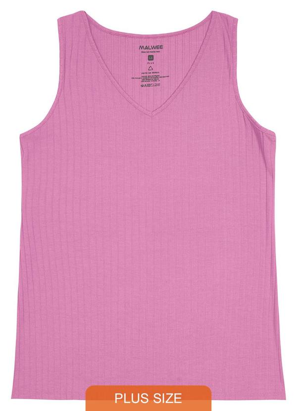 Malwee Plus - Blusa Rosa Canelada Decote V